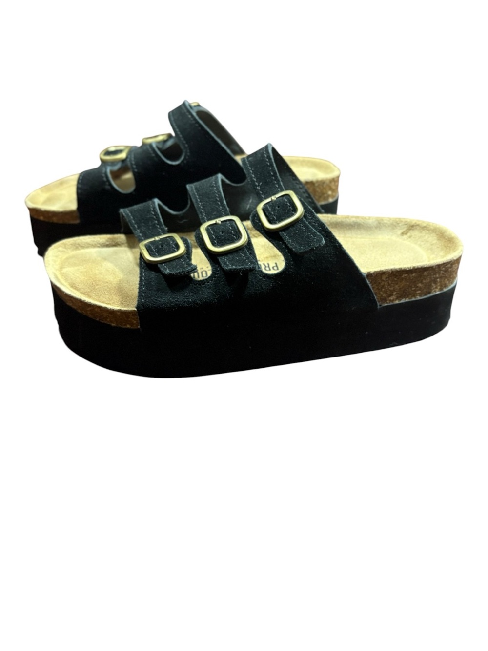 Project Cloud Genuine Leather Suede Platform Sandal Womens Size 7 Black